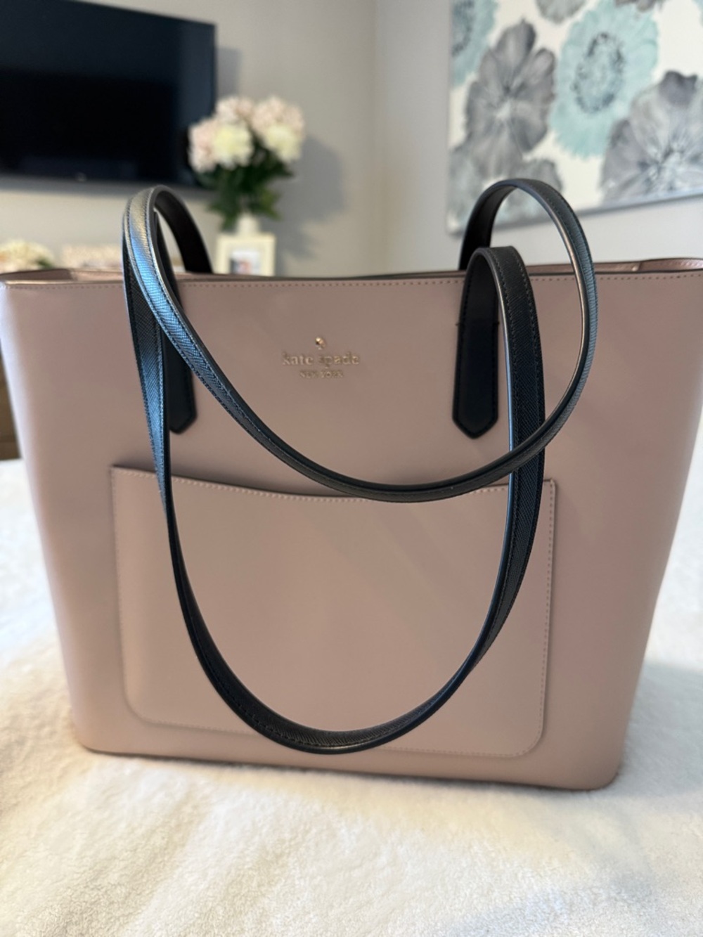 kate spade Blush Pink Tote with Black Straps